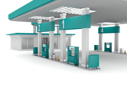 3d illustration of petrol station