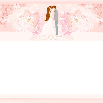 elegant wedding invitation with wedding couple