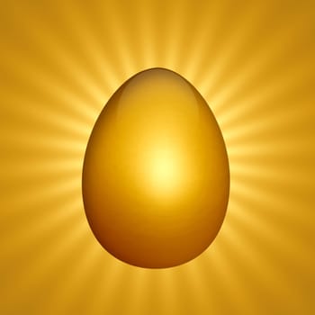 a golden shining easter egg with light in background