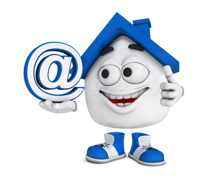 Small 3D House Blue - At Symbol