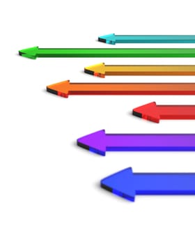 Colorful 3D arrows coming from the right