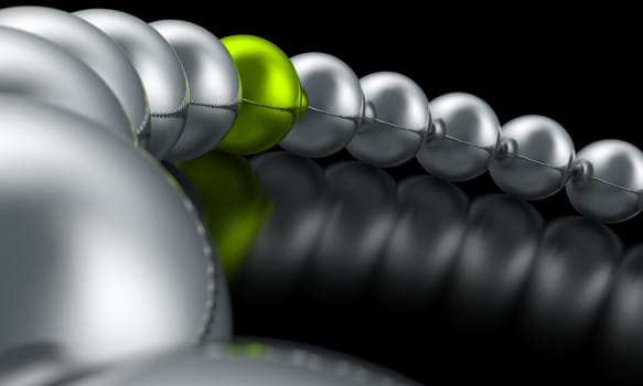 3D Balls in a Circle - Green Silver 03
