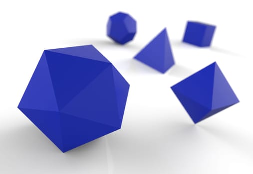 Platonic Solids in 3D - Noble Blue 2