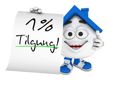 Small 3D House Blue - 1 percent repayment