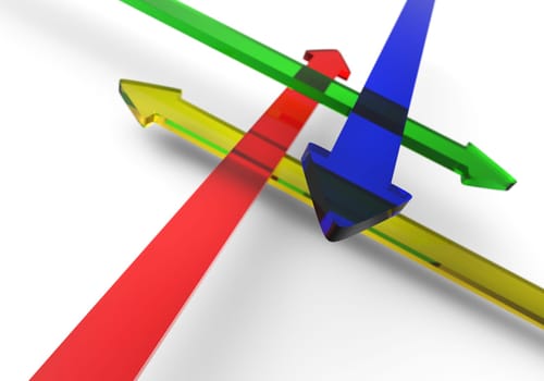Colorful 3D Glass Arrows in Four Directions 1