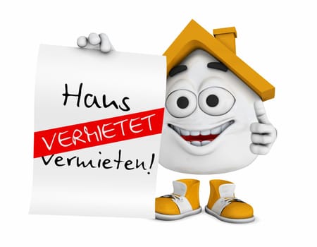 Small 3D House Orange - House for Rent! -Rented