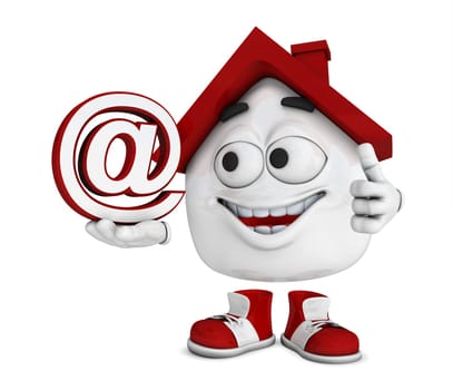 Small 3D House Red - At Symbol