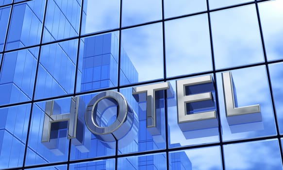 3D Hotel Facades Concept Blue Silver
