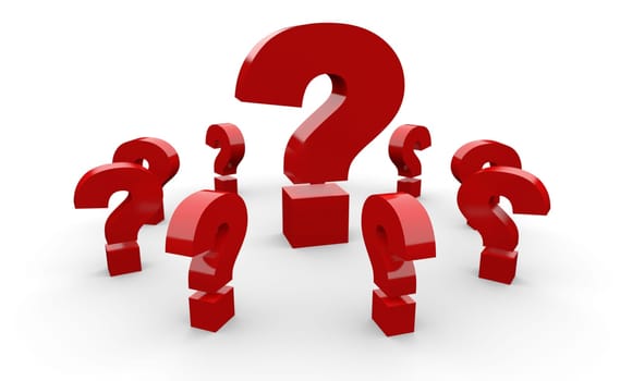 Questions upon Questions Concept - Red