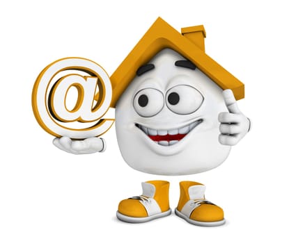 Small 3D House Orange - At Symbol