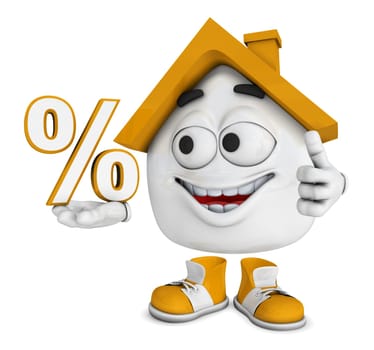 Small 3D House Orange - Percent Icon