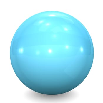 Blue glass crystal ball on the white background.