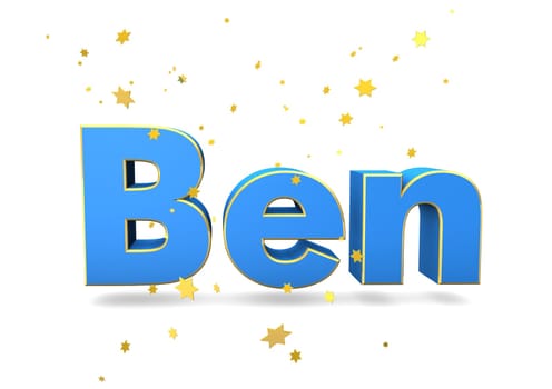 The name "Ben"" with golden stars on the white background."