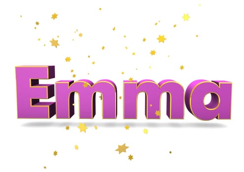 The name "Emma"" with golden stars on the white background."