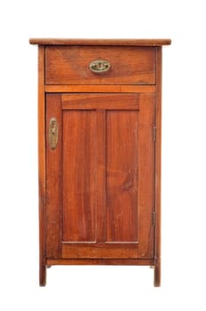 Old wooden cabinet isolated on white