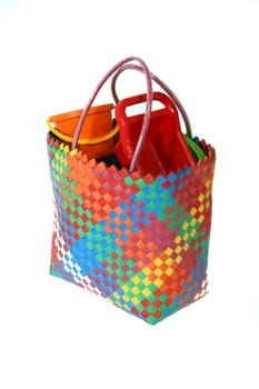 Colorful beach bag isolated on white