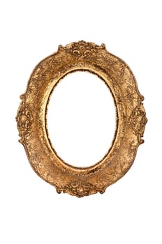 Old oval picture frame isolated on white