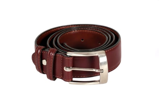 Men's leather belt isolated on white