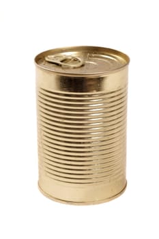 Metal food can isolated on white