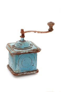 Vintage coffee grinder isolated on white