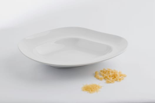 White china bowl and pasta