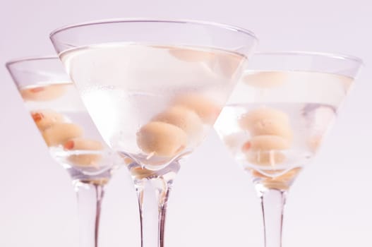 Dry Martini Cocktail made from Gin and a dash of Vermouth garnished with stuffed olives
