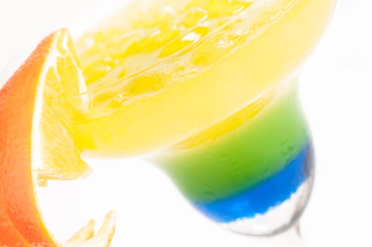 Summer Dream cocktail made from Cachaca, Blue Curacao, Triple Sec , Orange and lime juice