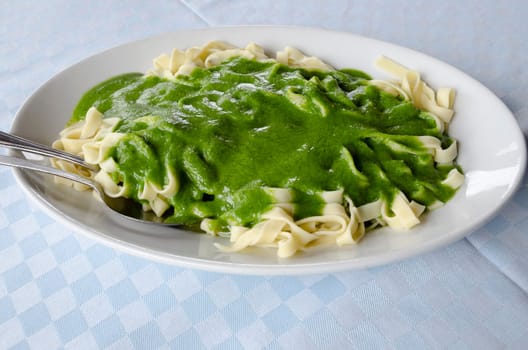 pasta with pesto sauce in Italy