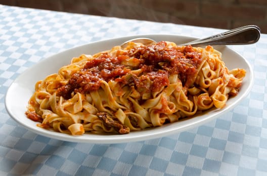 pasta with mushroom sauce in Italy