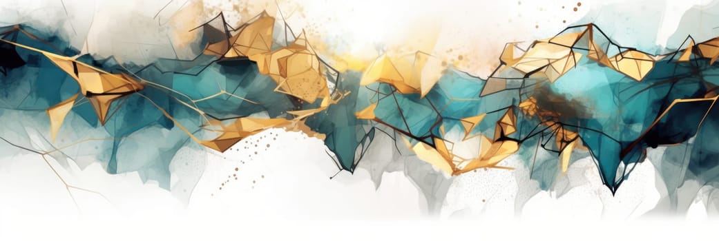 Abstract watercolor artwork mixed with buzzy geometric shapes for background of social media banner generative AI image