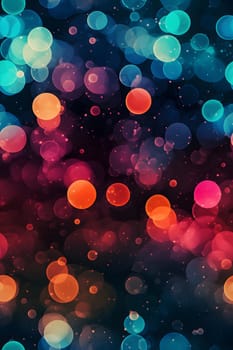 Abstract seamless texture, background and wallpaper of bokeh circles, flying microscopic dust particles in contrast color scheme. Neural network generated. Not based on any actual scene or pattern.