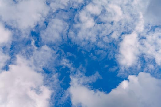 Blue Sky with Lots of White Clouds: Background for Replacement or Inspiring Ideas.