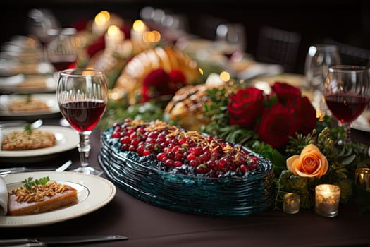 a table setting with flowers and candles in the background, as well for an event or special occasion to be