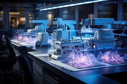 some lab equipment that are on a table with smoke coming out of the top and bottom of the desks