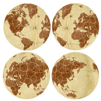 Collection of Earth globes isolated on white. Disaster concept.