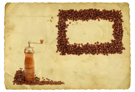 Vintage coffee background. Isolated on white.