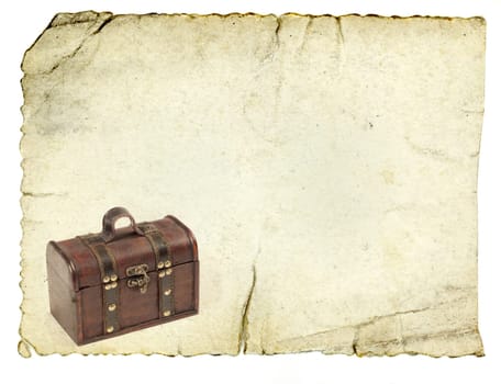 Treasure chest on vintage paper