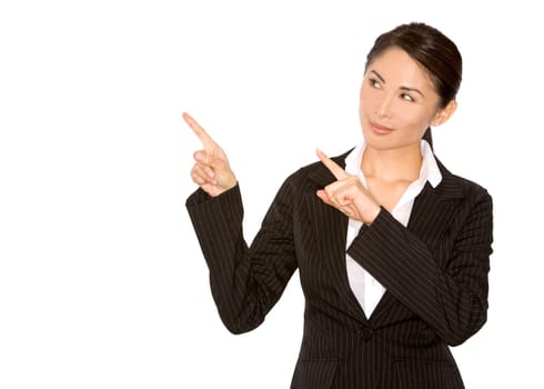 pretty asian wearing business outfit on white background