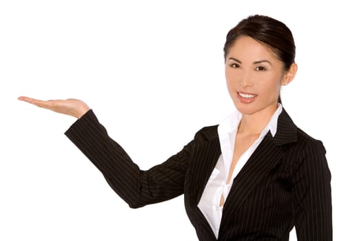 pretty asian wearing business outfit on white background
