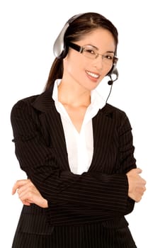pretty asian wearing business outfit on white background