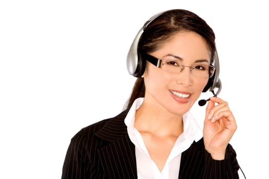 pretty asian wearing business outfit on white background