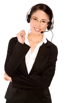 pretty asian wearing business outfit on white background