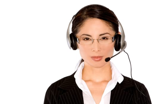pretty asian wearing business outfit on white background