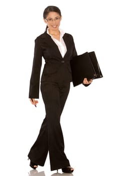 pretty asian wearing business outfit on white background