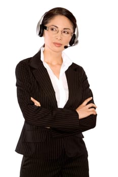 pretty asian wearing business outfit on white background