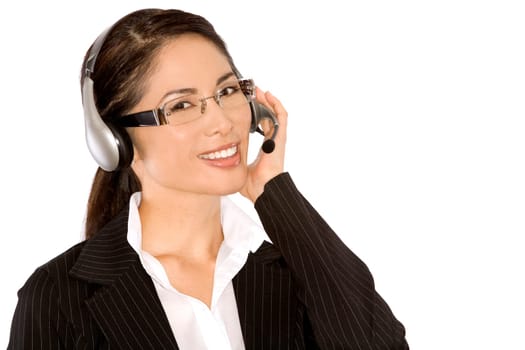 pretty asian wearing business outfit on white background