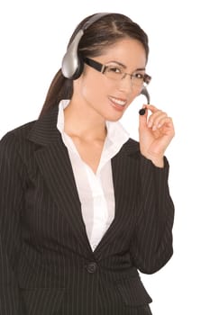 pretty asian wearing business outfit on white background