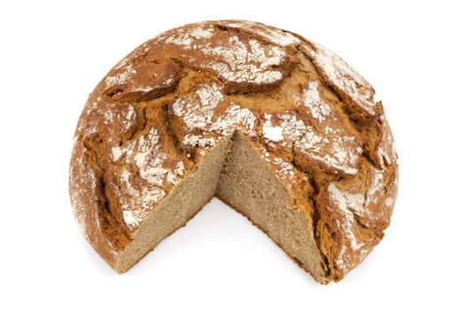 Bread,close-up of a loaf of bread against a white background