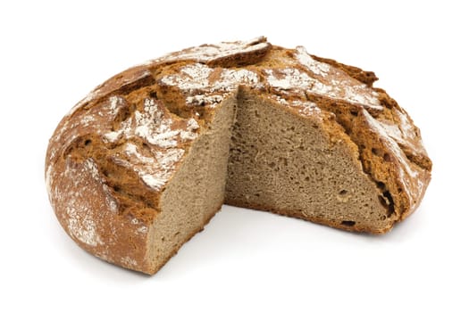 Bread,close-up of a loaf of bread against a white background