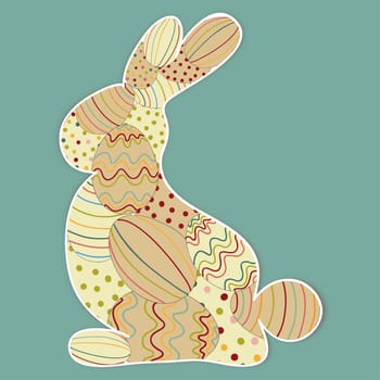 Easter bunny silhouette with eggs texture. EPS10 file version. This illustration contains transparencies and is layered for easy manipulation and custom coloring